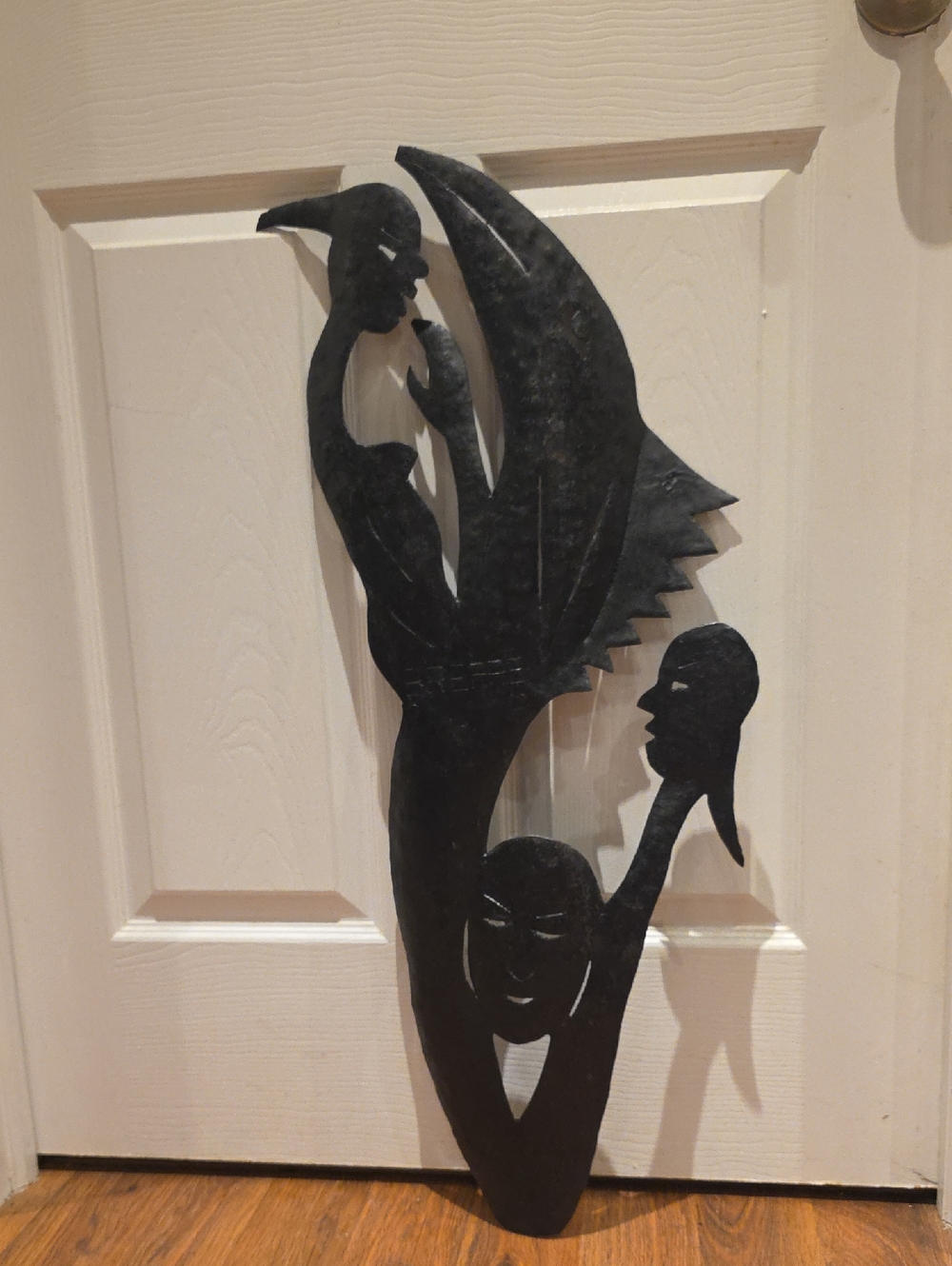 Black Abstract Metal Wall Sculpture - Modern Human Silhouette Art